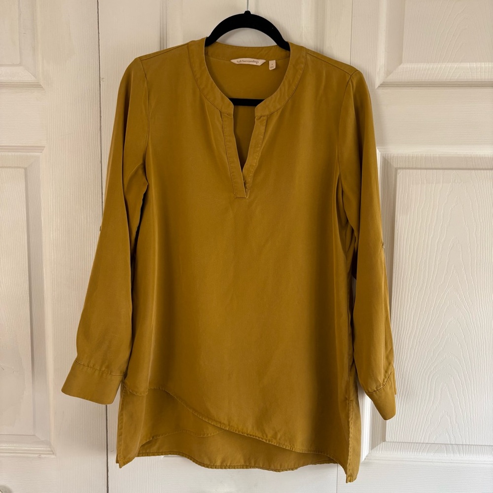 Soft Surroundings Split-Neck Tunic in Mustard Yel… - image 1